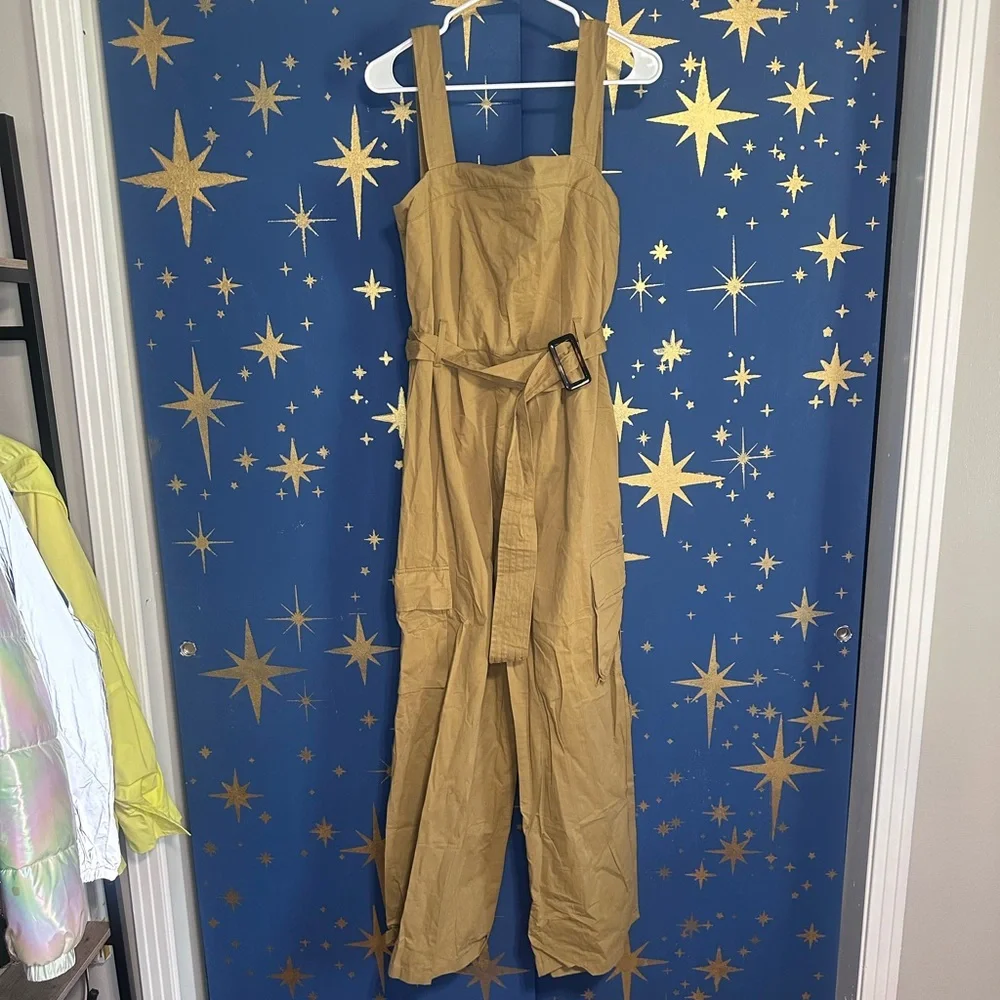 NWT Cider Cotton Mid Rise Utility Jumpsuit with Belted Waist L - Picture 5 of 12